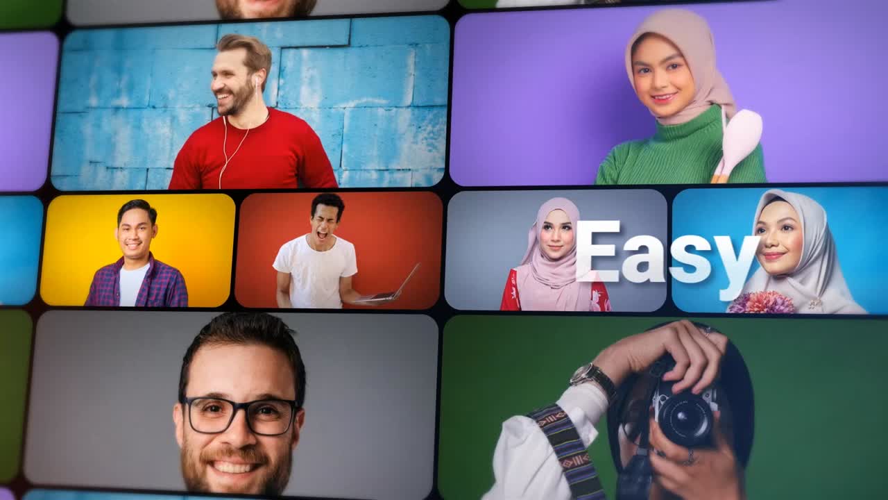 Modern Multi-Photo Opener with Dynamic Moves, Easy to Customize With Color Controls. No plug-in required