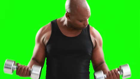 hombre musculoso serio levantando pesas