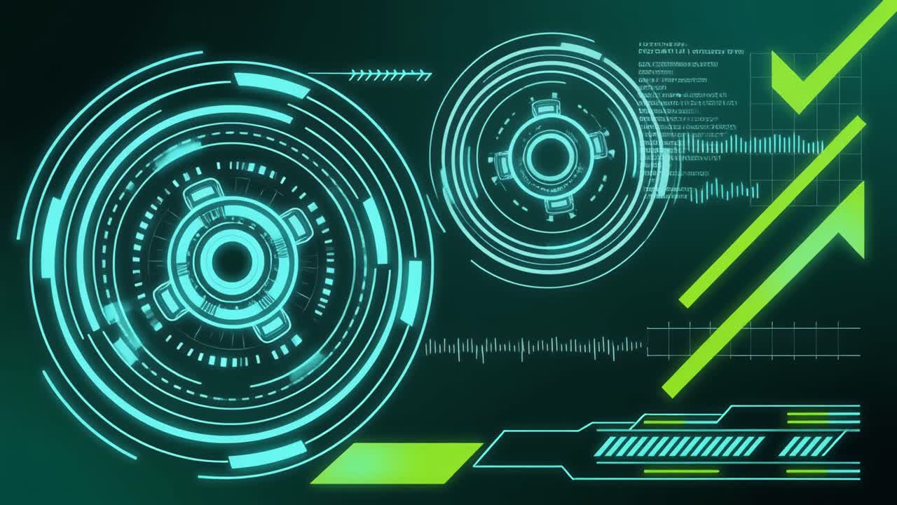 Animated HUD Display Showing Data Processing and Progress