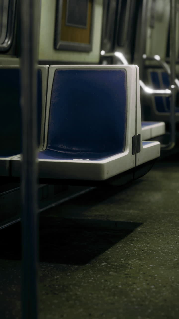 Empty subway train interior during off peak hours in a major city