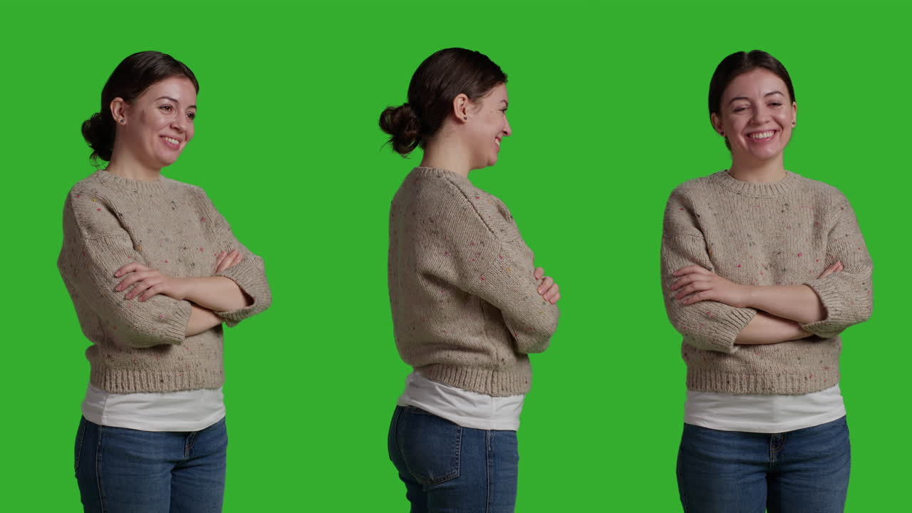 Woman Posing on Green Screen