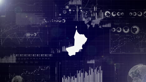 fondo corporativo del país de omán con elementos abstractos de gráficos de análisis de datos que muestran el análisis de datos video tecnológico con globo, crecimiento, gráficos, datos estadísticos del país de oman
