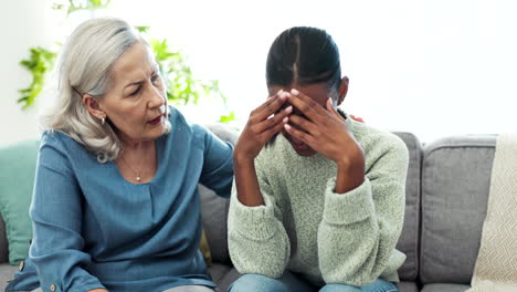 Therapy,-sad-and-woman-crying-on-a-sofa