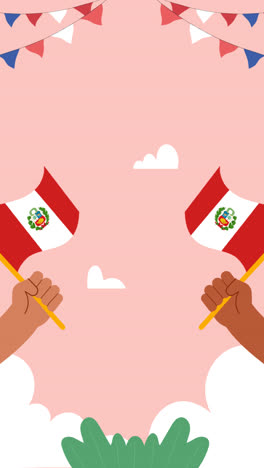 motion graphic of flat illustration for peruvian fiestas patrias celebrations