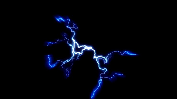 Fulmine e luce intensa in una sfera di energia con plasma sferico che irradia raggi elettrici. Animazione in loop