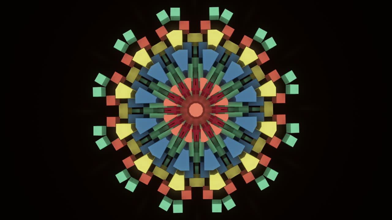 ciencia ficción futurista nave espacial turbina en movimiento caleidoscópico. animación. colorido detalle simétrico abstracto de un avión alienígena, bucle sin costuras