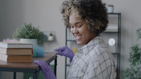 woman cleaning at home