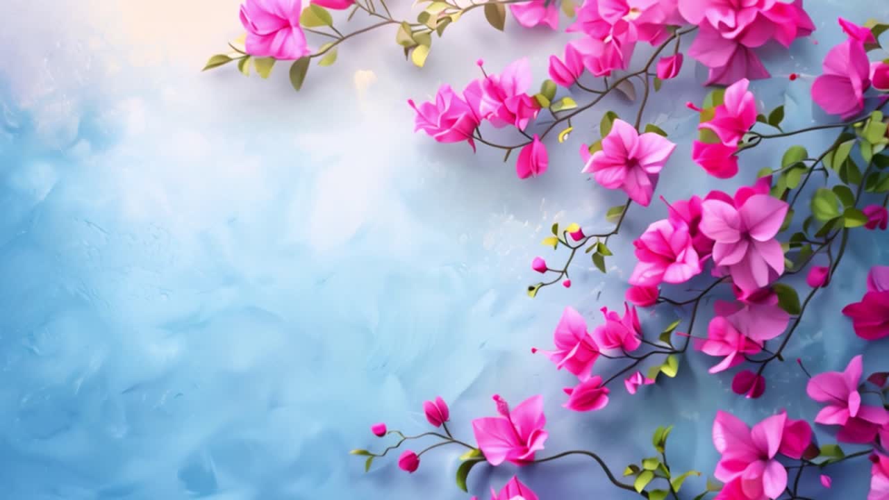 Vibrant Pink Flowers on a Textured Blue Background