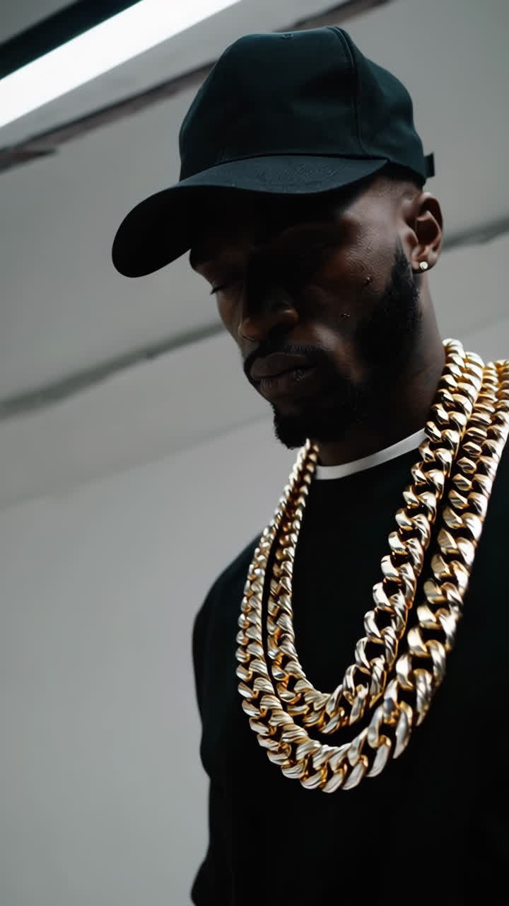 Man in Black Cap and Gold Chains