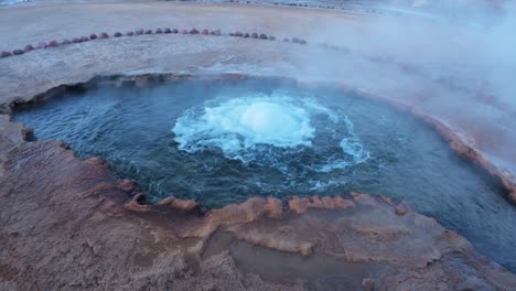 el tatio geyser erupting in the atacama desert in chile, south america