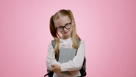 girl student with book and backpack
