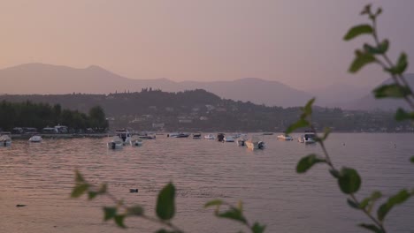 sunset in manerba del garda at the garda lake in north italy