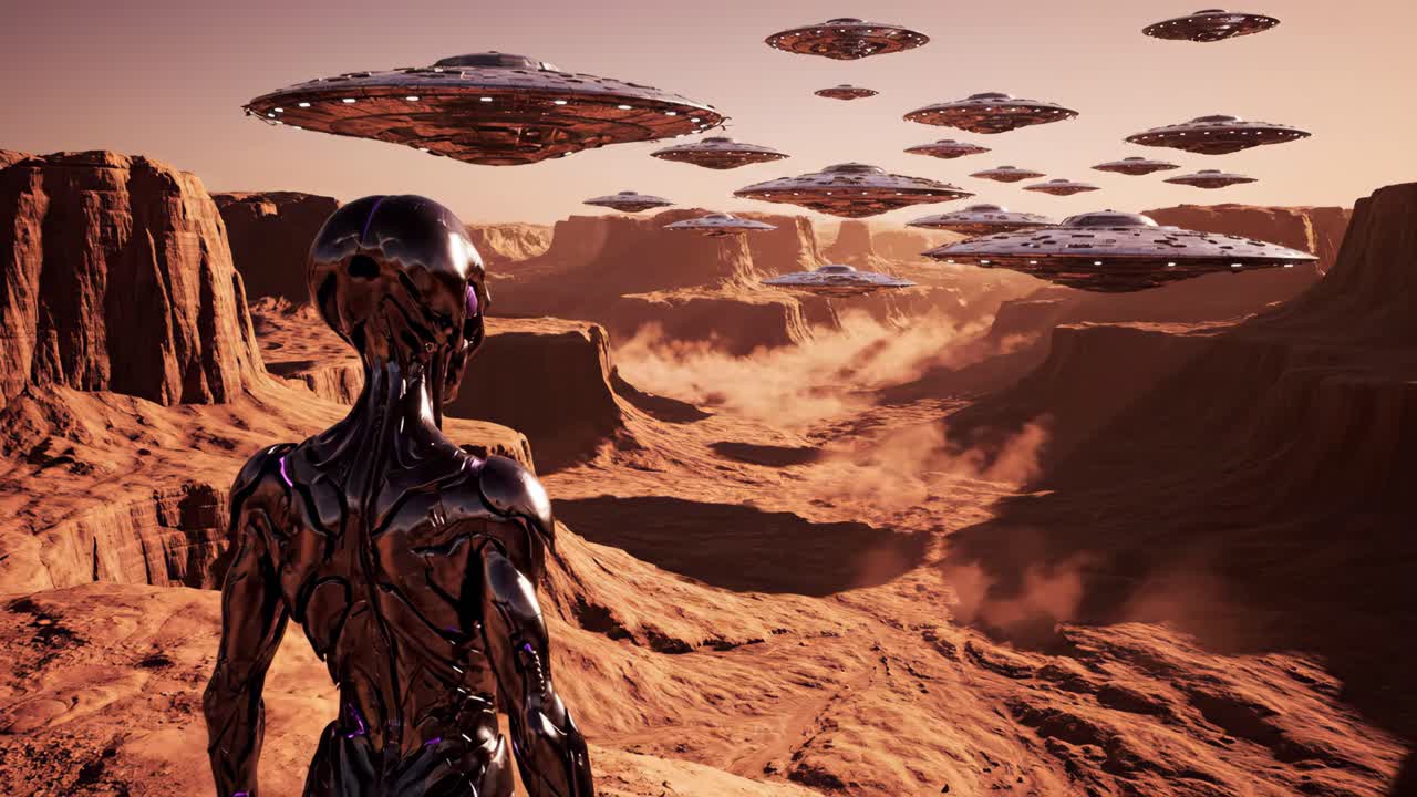 Alien Invasion Over Desert Canyon