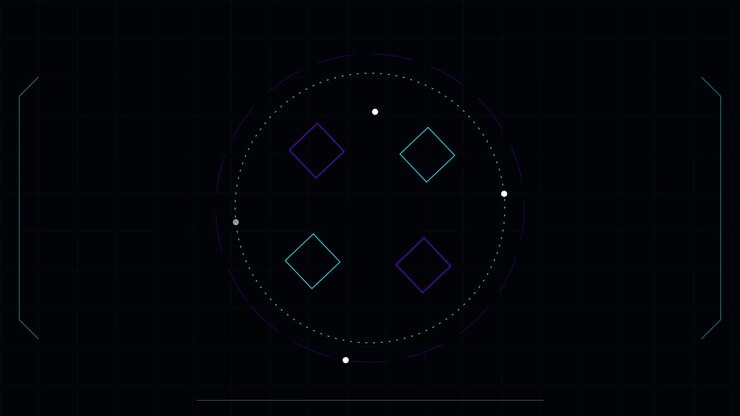 Abstrakt digital HUD-grænseflade med roterende geometriske former