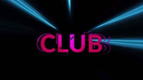 animation of club text over neon light trails on black background