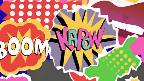pop art comic book sound effects "boom" and "kapow"