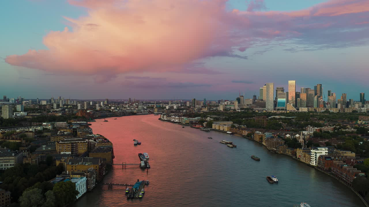 Aerial View of London at Sunset