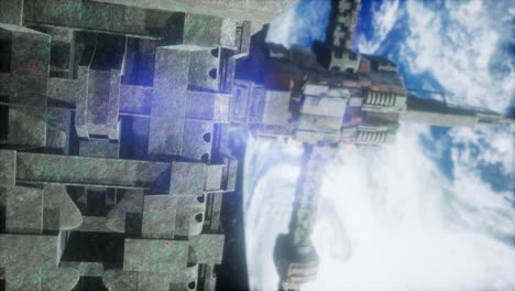 estación espacial y tierra. animación en 3d