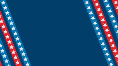 animation of american flag diagonal stripes with copy space on blue background