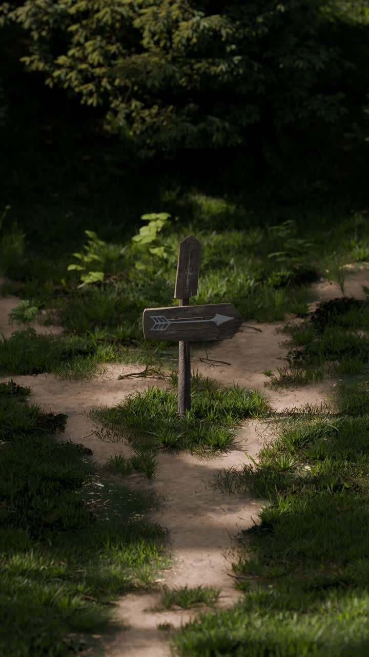 Segnale di sentiero in una foresta