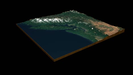 squamish-lillooet regional district terrain map 3d render 360 degrees loop animation