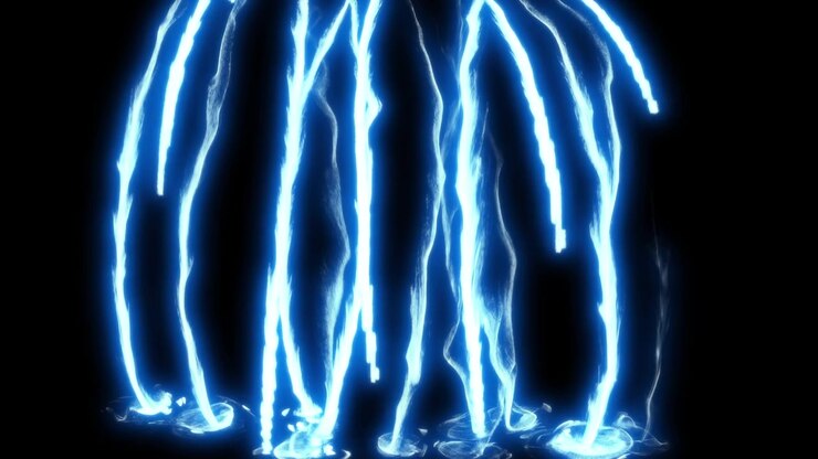 Raggi di Energia Blu Astratti che Pulsano su Sfondo Nero