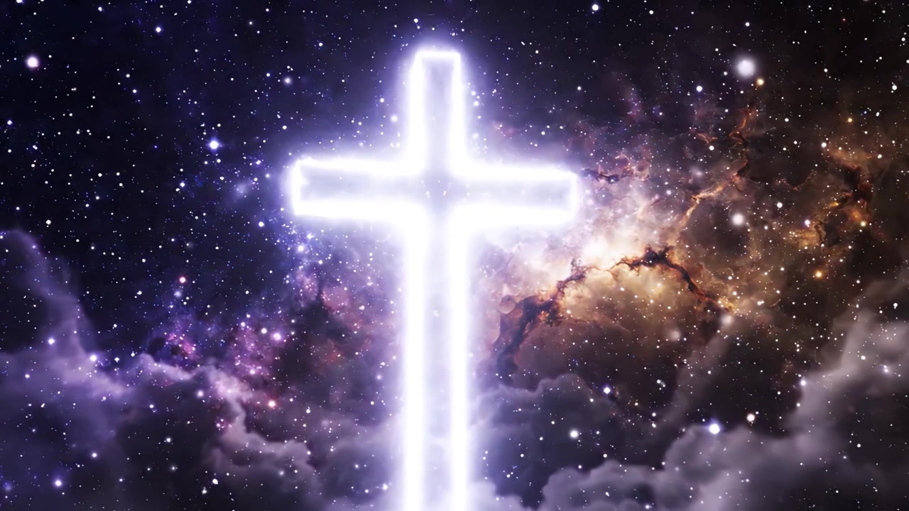 Sfondo per Adorazione 4K: Croce Cristiana e Luce Celeste