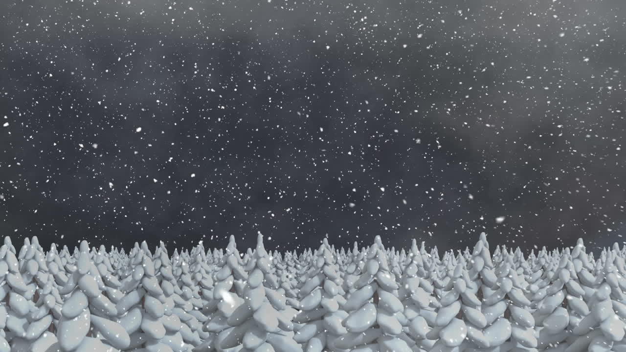 nieve cayendo y abetos