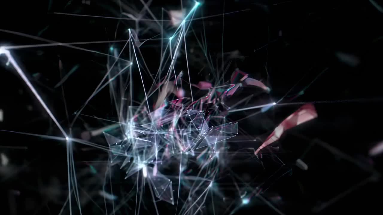 Abstract video of interconnected lines and shapes, close-up angle, futuristic style