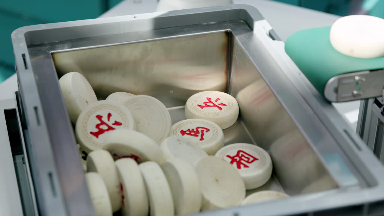 Chinese Chess Pieces in a Container