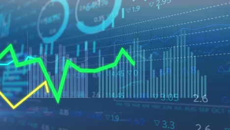 animación del procesamiento de datos financieros sobre un fondo oscuro