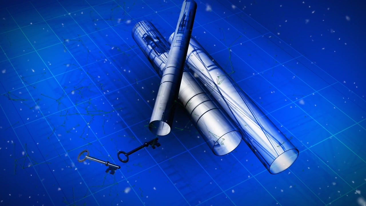 Animation of rolls and keys over blue background