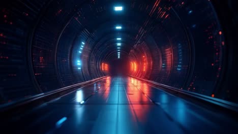 futuristic red and blue tunnel