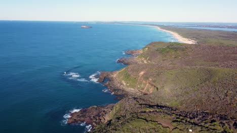 drone aerial shot of bushland scenic landscape scenery birdie beach central coast pacific ocean headland nature travel tourism nsw australia 4k