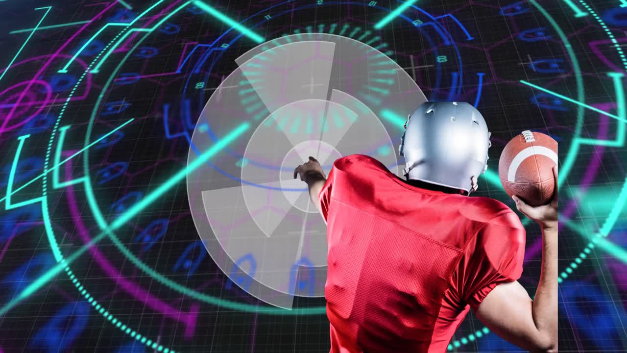 아메리칸  ⁇ 볼 선수에 대한 스 ⁇  스캔과 데이터 처리 애니메이션