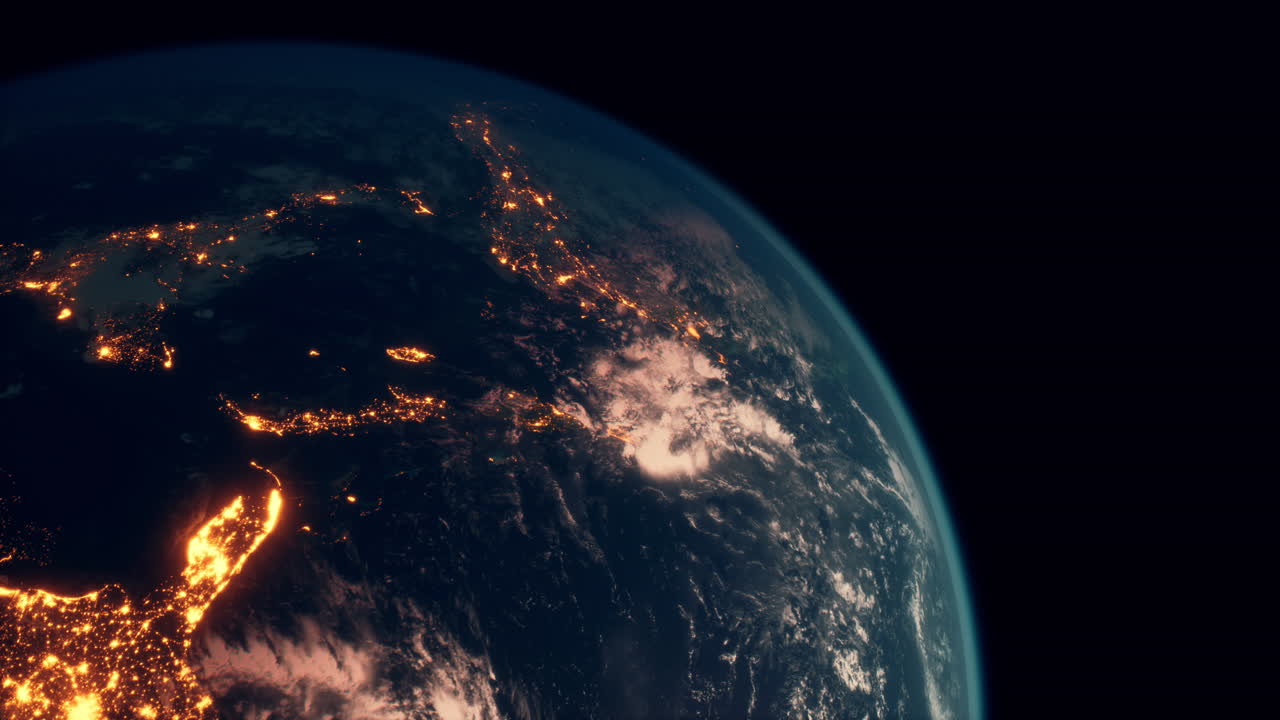 우주 공간에 있는 밤의 지구 행성의 구