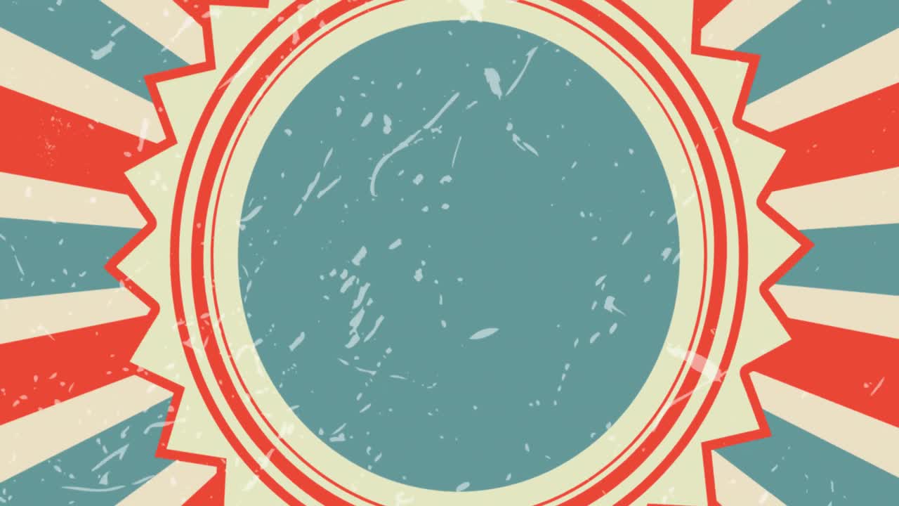 중간에 파란색 복사 공간이 있는 빨간색, 파란색 및 크림색 빈티지 줄무 ⁇ 의 애니메이션