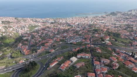 aerial view the city of funchal, capital of madeira, portugal