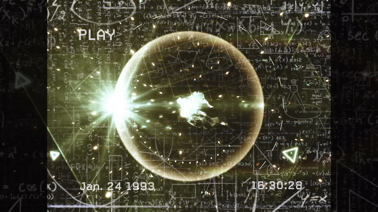 수학적 방정식과 네트워크로 화면에서 재생 텍스트 인터페이스의 애니메이션