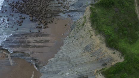 top view of sheer cliff rocks and unique geology of itzurun zumaia spain