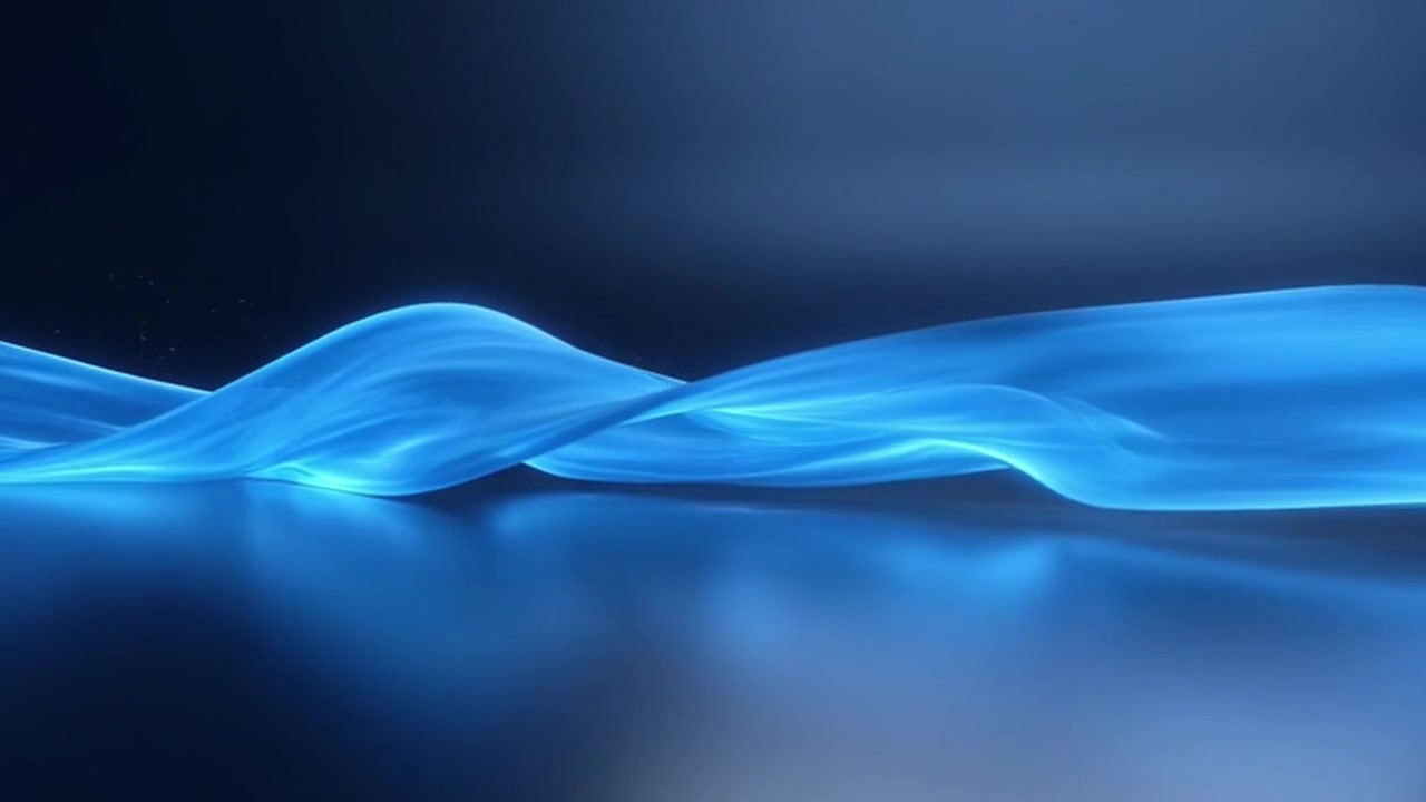 Abstract Blue Flowing Fabric Animation on Dark Background