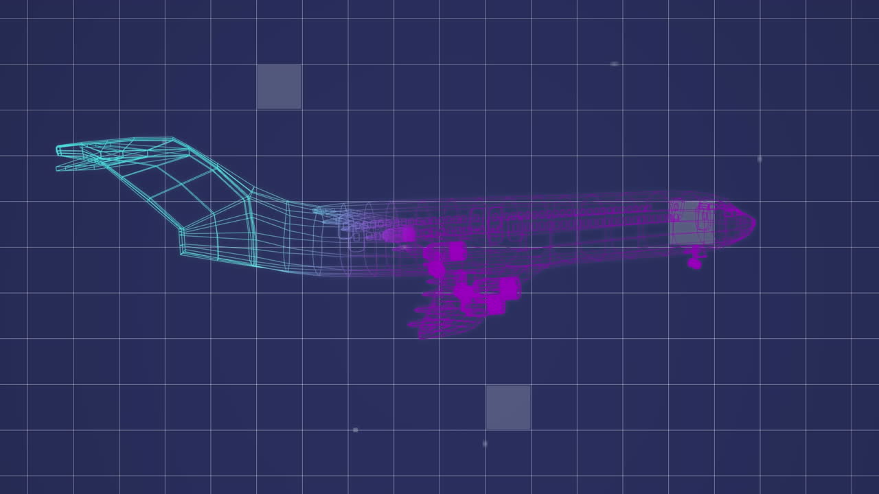 animación del dibujo plano 3d y el fondo de la cuadrícula