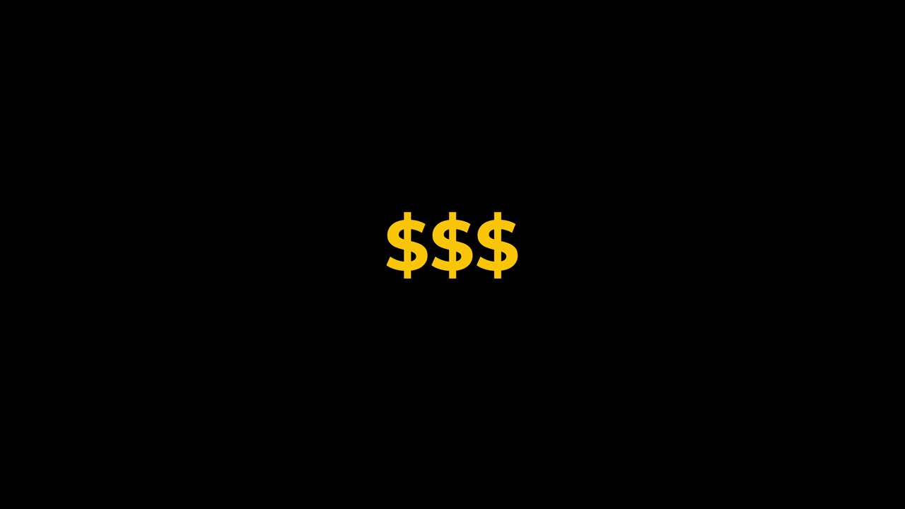 Gold Dollar symbols Montserrat animate over black overlay