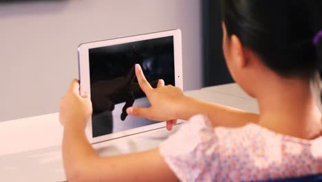 little girl using a tablet computer