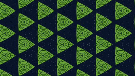 graphic effect with triangles in dark blue and green, moving vertically