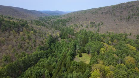 aerial drone video footage of the appalachian mountains on a sunny spring day