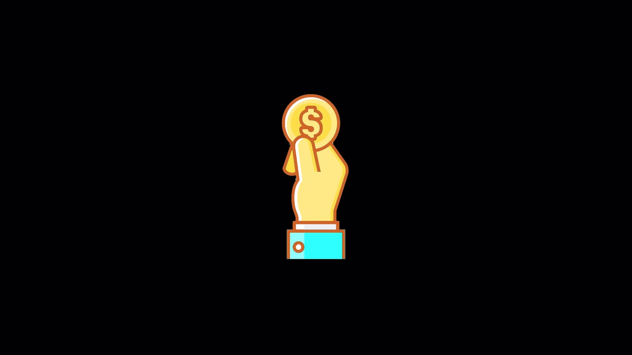 Animated Hand Holding a Gold Dollar Coin