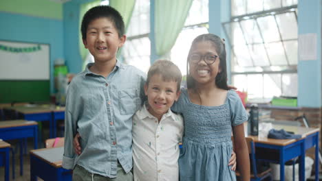 group of diverse children in a classroom