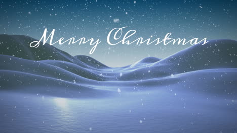 animation of christmas greetings text and snow falling over winter scenery