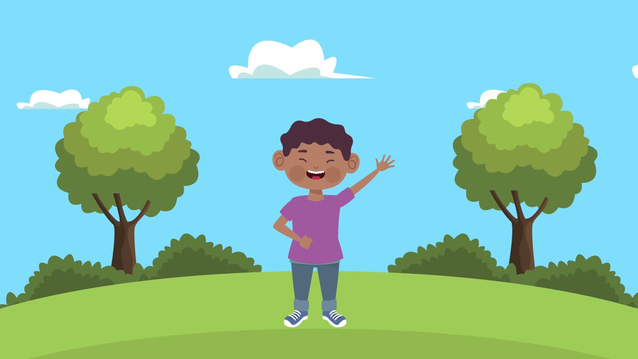 un niño afro en el campamento.